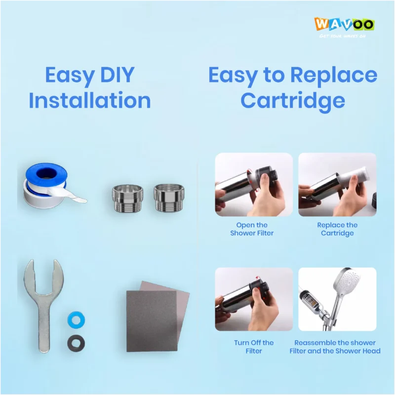 WAVOO Tap & Shower Filter for Hard Water | Multi-Layer Filtration | Protects Hair, Skin & Bathroom | Easy DIY Installation | Long Cartridge Life - Image 8