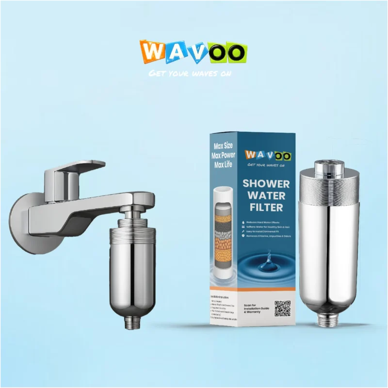 WAVOO Tap & Shower Filter for Hard Water | Multi-Layer Filtration | Protects Hair, Skin & Bathroom | Easy DIY Installation | Long Cartridge Life